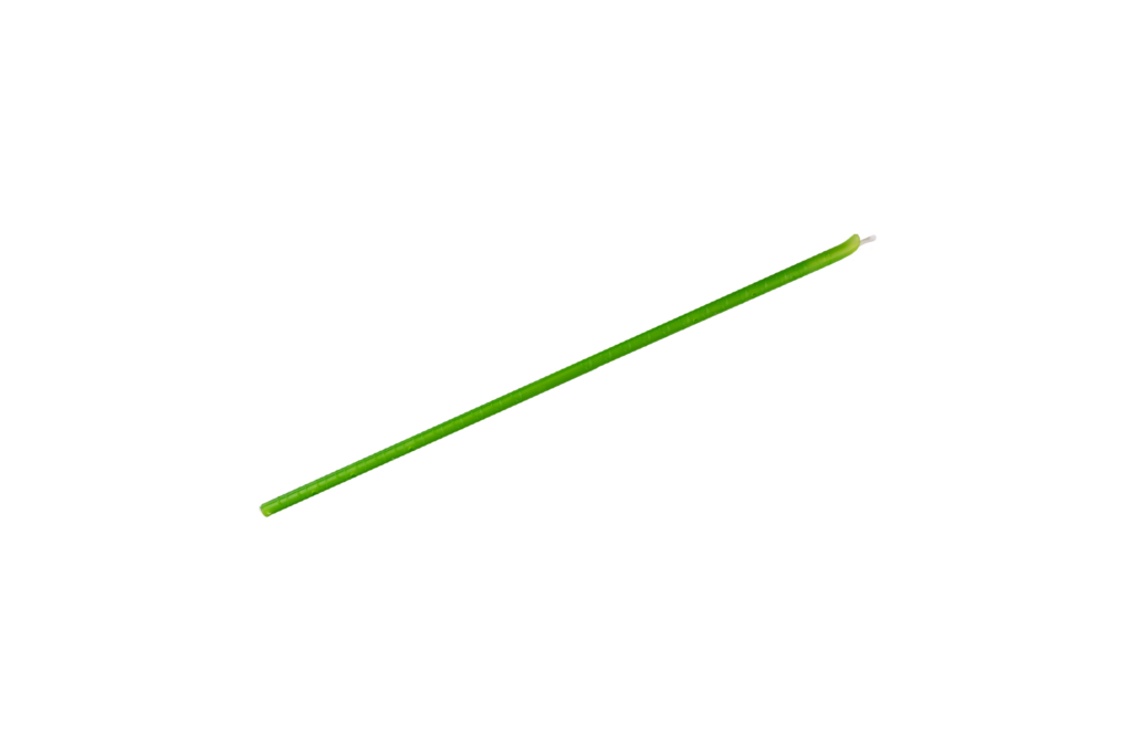 Grüner Stängel mit weißer Spitze.