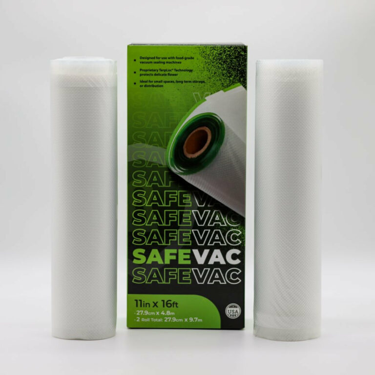 Vakuumbeutelrollen mit grüner Verpackung.