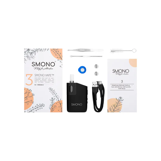 Smono 3 Vaporizer Set mit Zubehör und Verpackung