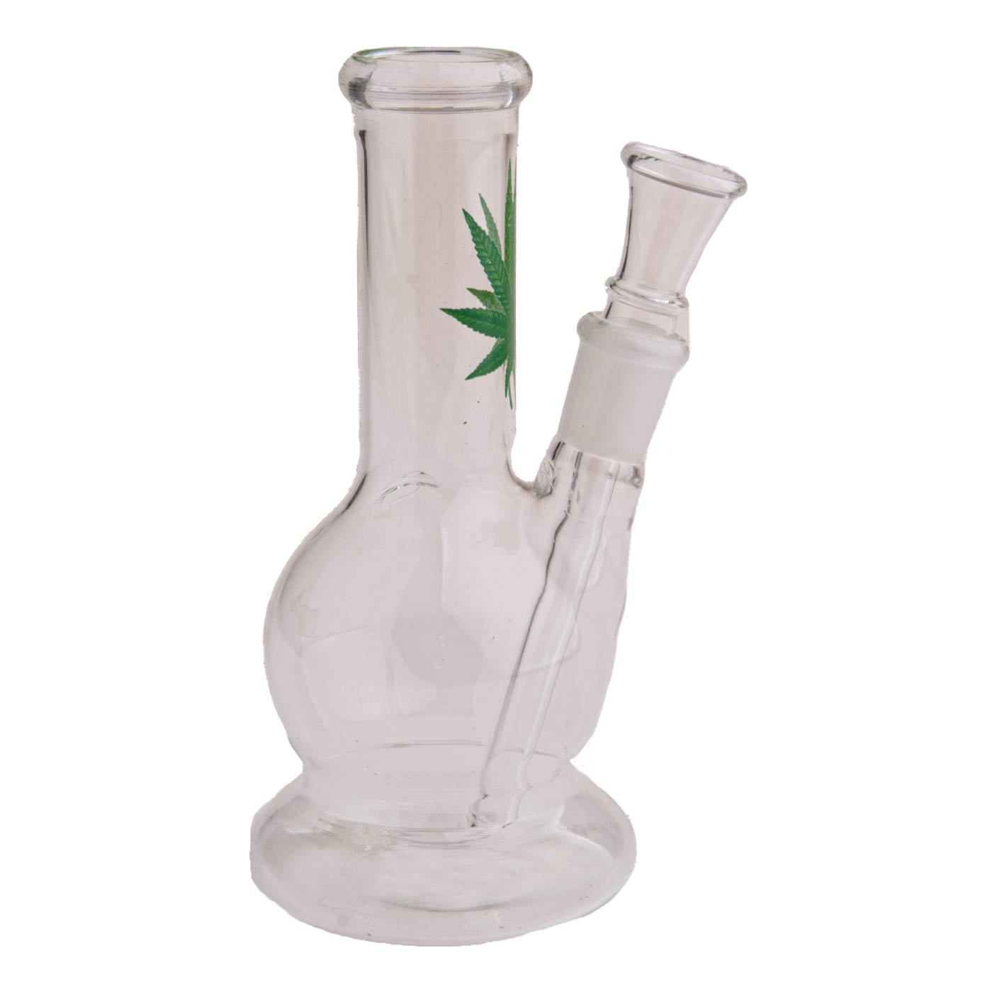 GREEN LEAF SMALL STRAIGHT GLASS BONG 15 CM
